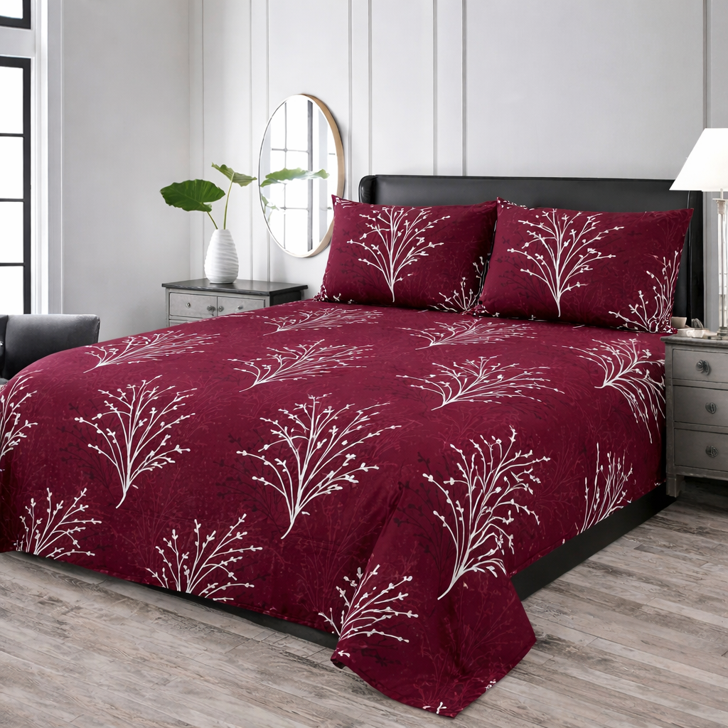 Cotton Printed Bedsheet Set - 306