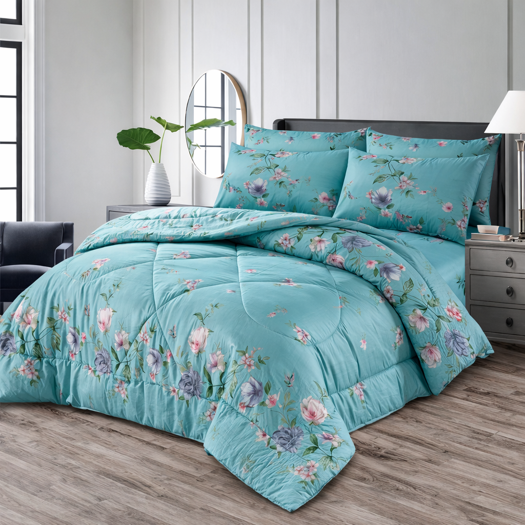Haven Aqua Floral Luxury Set – 7 Pcs