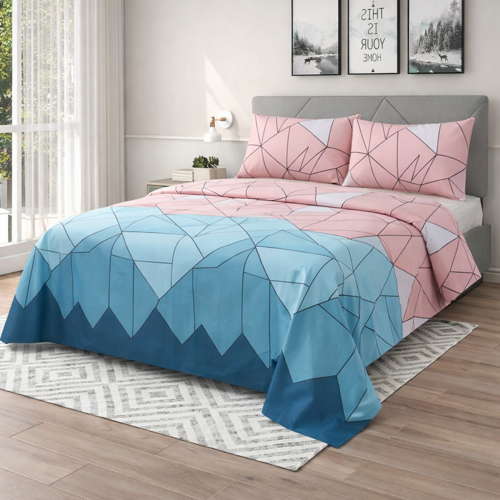 Cotton Printed Bedsheet Set - 303