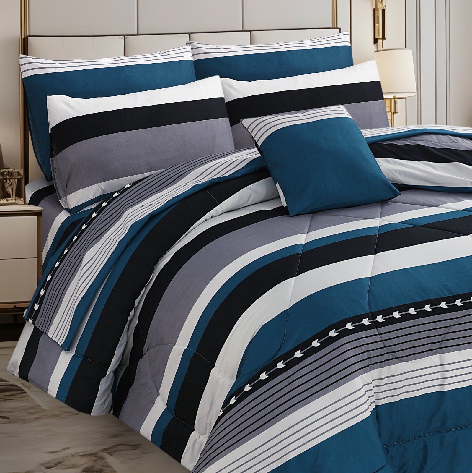 Haven Navy Stripe Luxury Set – 7 Pcs