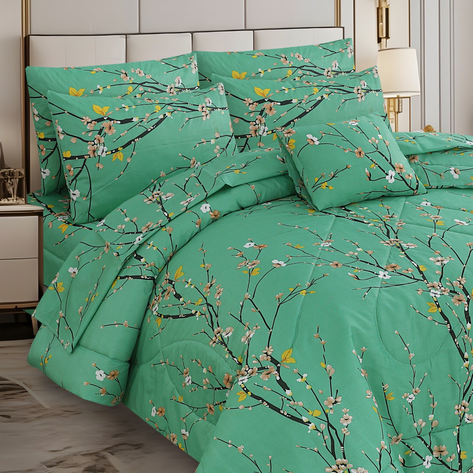 Haven Jade Bloom Comforter – 6 Pcs