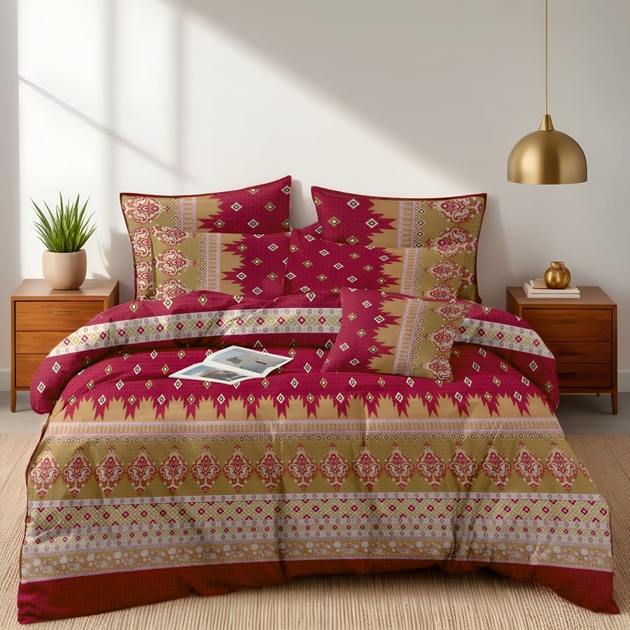 Haven Maroon Heritage Comforter – 6 Pcs